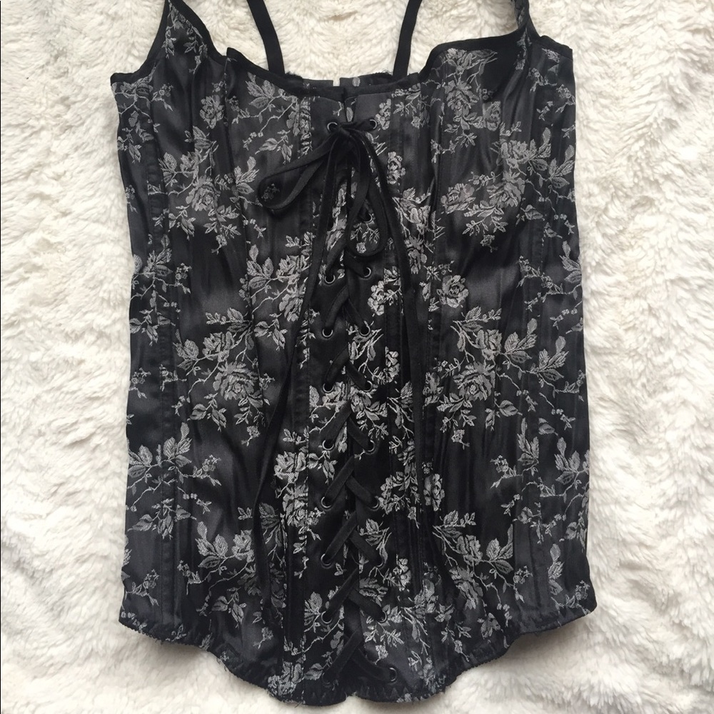 Fredrick’s of Hollywood Corset & Silk Garter
